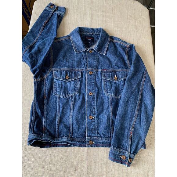 VINTAGE TOMMY HILFIGER DENIM JEAN JACKET BLUE L - Picture 1 of 7